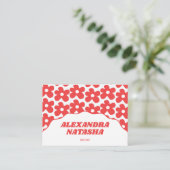 Rood Wit Y2K Bloem Handgemaakte Kleding Visitekaartje (Staand voorkant)