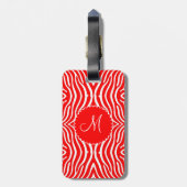 Rood & Wit Zebra Pattern-Gepersonaliseerd Bagagelabel (Achterkant verticaal)
