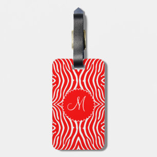 Rood & Wit Zebra Pattern-Gepersonaliseerd Bagagelabel