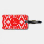 Rood & Wit Zebra Pattern-Gepersonaliseerd Bagagelabel (Achterkant horizontaal)