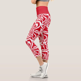 Rood & Wit Zebra Stripes Vrouwen Capris Leggings