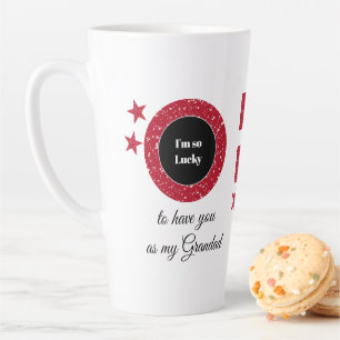 Rood wit zo gelukkig Opa met foto Latte Mok