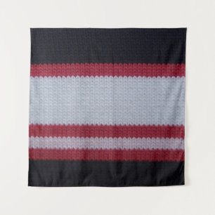Rood Wit Zwart: Gebreid wollen stof patroon Wandkleed