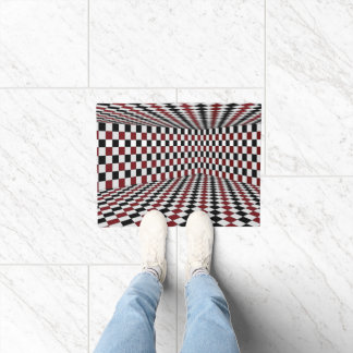 Rood Wit Zwart Geruit Kamer Hoog Contrast Deurmat