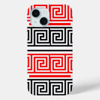 Rood Wit Zwart Grieks Key Fret Patroon Ontwerp