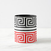 Rood Wit Zwart Grieks Key Fret Patroon Ontwerp Mok (Midden)