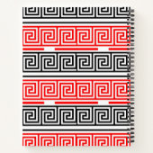 Rood Wit Zwart Grieks Key Fret Patroon Ontwerp Notitieboek (Achterkant)