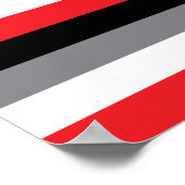 Rood wit zwart, horizontaal strepen patroon poster (Hoek)