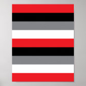 Rood wit zwart, horizontaal strepen patroon poster (Voorkant)