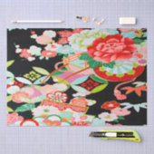 Rood Wit Zwart Japans Kimono Bloemen Decoupage Tissuepapier (Craft)