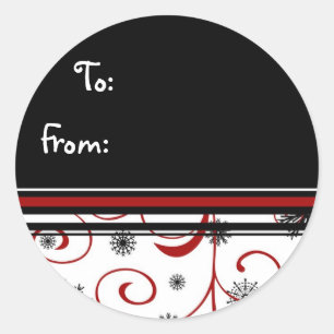 Rood Wit Zwart Kerst Sneeuwvlok Gift Labels