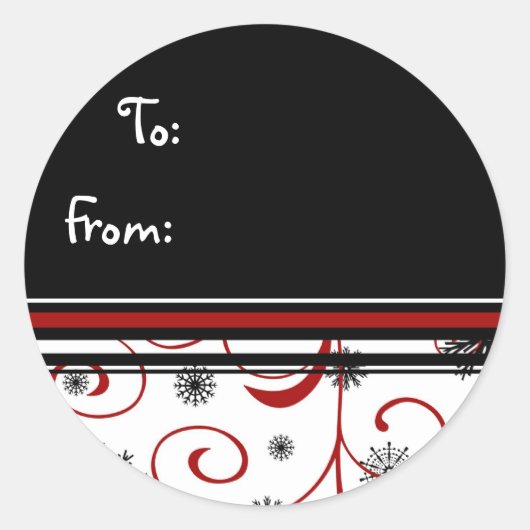 Rood Wit Zwart Kerst Sneeuwvlok Gift Labels (Voorkant)