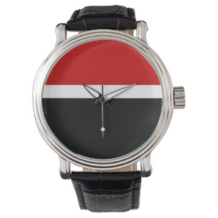 Rood Wit Zwart Kleur Block Style Design Horloge
