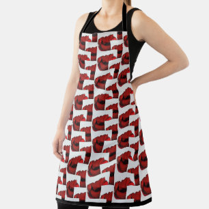 Rood Wit Zwart Poppies Levendig Herhalend Patroon Schort