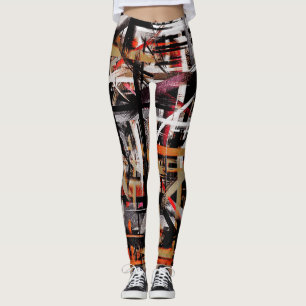 Rood Wit Zwart Wit Abstract Schilderij #2 Leggings