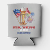 Rood-witblauw Brews Beer 4 juli Blikjeskoeler (Voorkant)