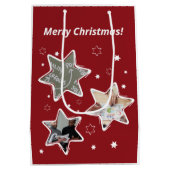 Rood & Witte aangepaste fotosterren Kerstmis Medium Cadeauzakje (Achterkant)