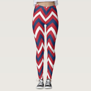 Rood, witte blauwe Chevron Leggings