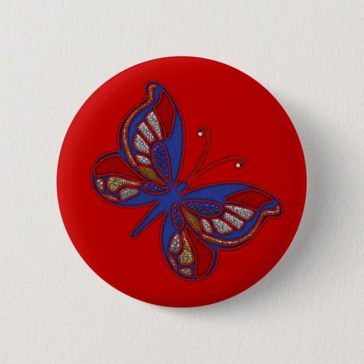Rood-witte blauwe vlinderronde Button (Voorkant)