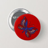 Rood-witte blauwe vlinderronde Button (Voorkant /achterkant)