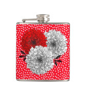  rood-witte bloemen en poka-puntenontwerp heupfles (Voorkant)