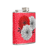  rood-witte bloemen en poka-puntenontwerp heupfles (Rechts)