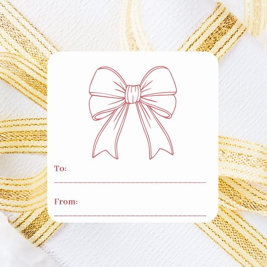 Rood witte boog met de hand getekend moderne Kerst Vierkante Sticker