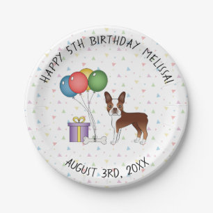 Rood-Witte Boston Terrier Cute Hond - Verjaardag Papieren Bordje