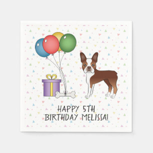 Rood-Witte Boston Terrier Cute Hond - Verjaardag Servet