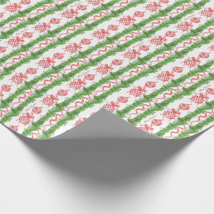 Rood & Witte Chinoiserie Guirlande Grandmillennial Cadeaupapier