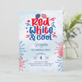 Rood Witte & Coole Verjaardagsfeestje Kaart (Staand voorkant)