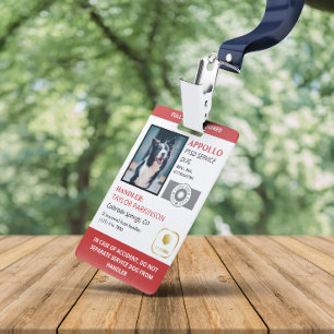 Rood Witte Dienst Hond Logo's & Foto ID Badge