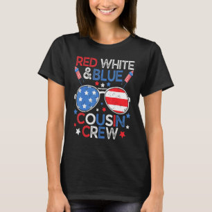 Rood-witte en blauwe neef-crew 4 juli Amerika T-shirt