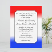 Rood-witte en blauwe streep-bruiloft uitnodigingen (Staand voorkant)