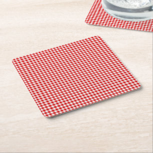 Rood-witte Gingham-PULP PAPIER DRINK COASTERS Vierkante Kartonnen Onderzetter