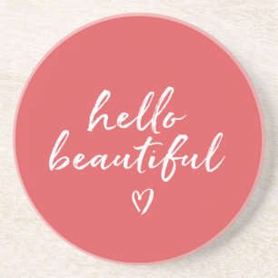 Rood Witte Hallo Mooi Inspirerend Hart Zandsteen Onderzetter
