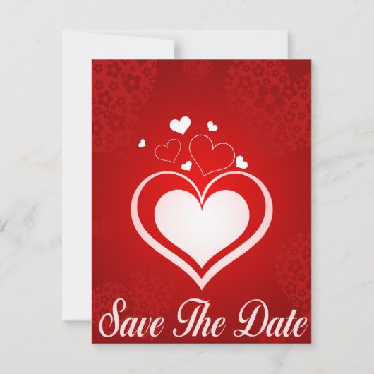 Rood-Witte Hart Save The Date Aankondiging (Voorkant)