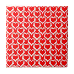 Rood Witte Harten Patroon Tegeltje