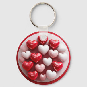 ❤️ Rood Witte Hartjes Glanzende Liefdes Charme Sle Sleutelhanger