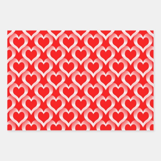Rood Witte Hartjes Patroon Inpakpapier Vel (Voorkant)