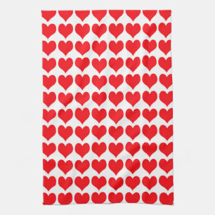 Rood Witte Hartjes Patroon Theedoek