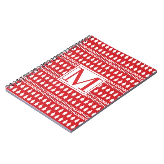 Rood-witte kerst Penguins HOHOHO Monogram Notitieboek (Linkerzijde)