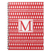 Rood-witte kerst Penguins HOHOHO Monogram Notitieboek (Voorkant)