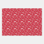 Rood-witte kerstsnoepjes feestdag inpakpapier vel (Voorkant 3)