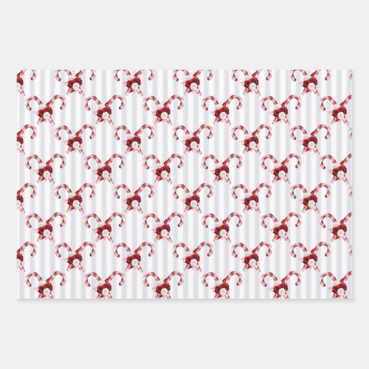 Rood-witte kerstsnoepjes feestdag inpakpapier vel (Voorkant 2)