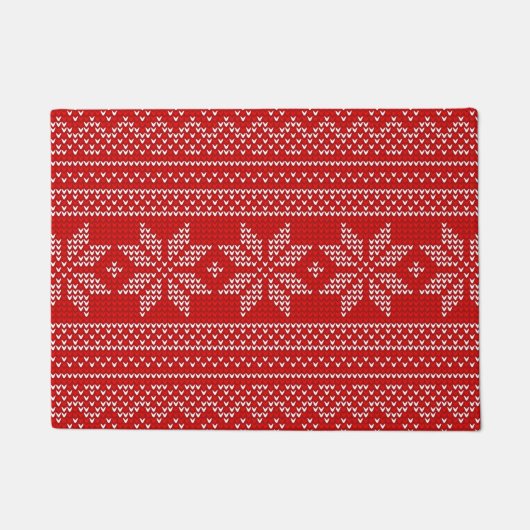 Rood-witte kersttricot deurmat (Voorkant)