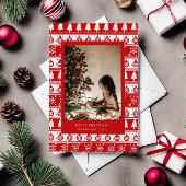 Rood-witte klassieke foto vakantiekaart feestdagenkaart