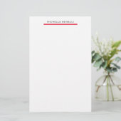 Rood Witte Professionele Eenvoudige Minimalistisch Briefpapier (Staand voorkant)
