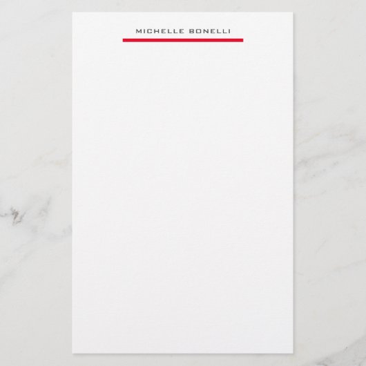 Rood Witte Professionele Eenvoudige Minimalistisch Briefpapier (Voorkant)
