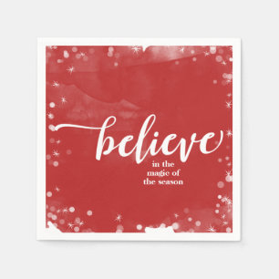 Rood & Witte Sneeuw Kerst Vakantie Servet